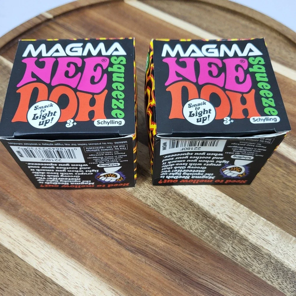 SET OF 2 NeeDoh MAGMA Squeeze Orange Charcoal Squeeze Toy RARE Viral Nee Doh